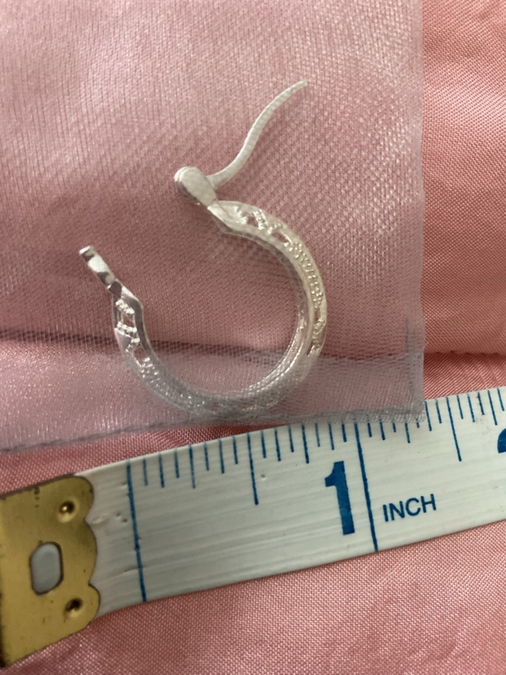 Textured Silver Hoop Earrings - Women Jewelry. One size. - Picture 8 of 8